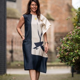 Anneclaire jurk blauw creme  gewerkt voorjaar lente zomer 2024_2