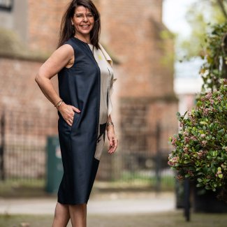 Anneclaire jurk blauw creme  gewerkt voorjaar lente zomer 2024_3