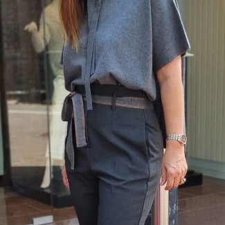 Le tricot Perugia outfit grijs blauw winter 2022_3