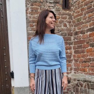 mix match natan trui Marc Cain pantalon gestreept zomer 2022_1-min