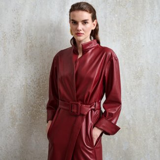 natan vegan leather jurk bordeaux leer  herfst winter 2021 2022_2