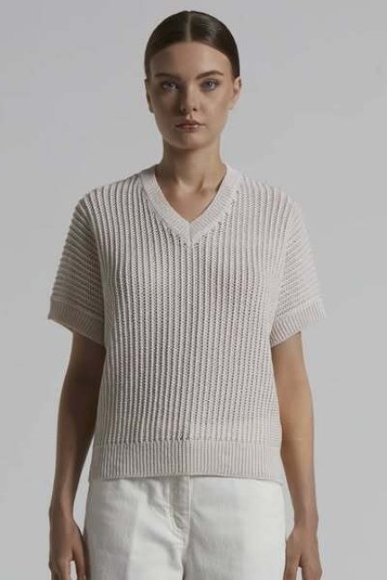Peserico top beige korte mouw voorjaar zomer 2025_2_2