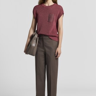 Peserico combinatie trui koraaal rood pantalon bruin zomer 2026 HB MODE